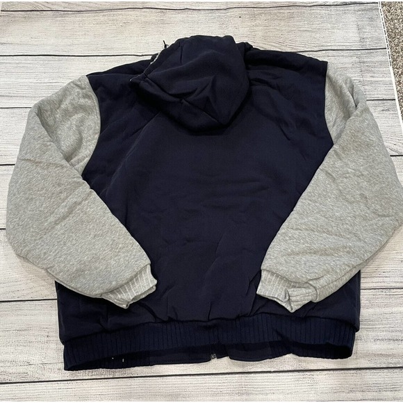 Zity Mens 3XL Jacket Blue Grey Hooded fleece full zip D7 - Picture 2 of 8